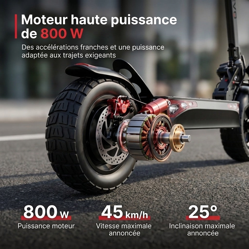 Trottinette Électrique REVO Titan 800 – 800 W – Autonomie 45 km – Batterie 48 V 15 Ah – Pneus Tout-Terrain 10