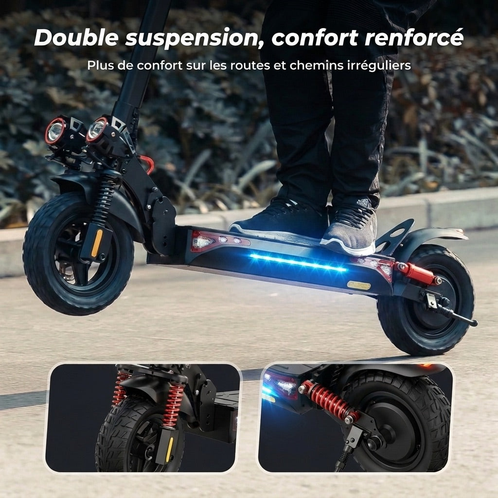 Trottinette Électrique REVO Titan 800 – 800 W – Autonomie 45 km – Batterie 48 V 15 Ah – Pneus Tout-Terrain 10