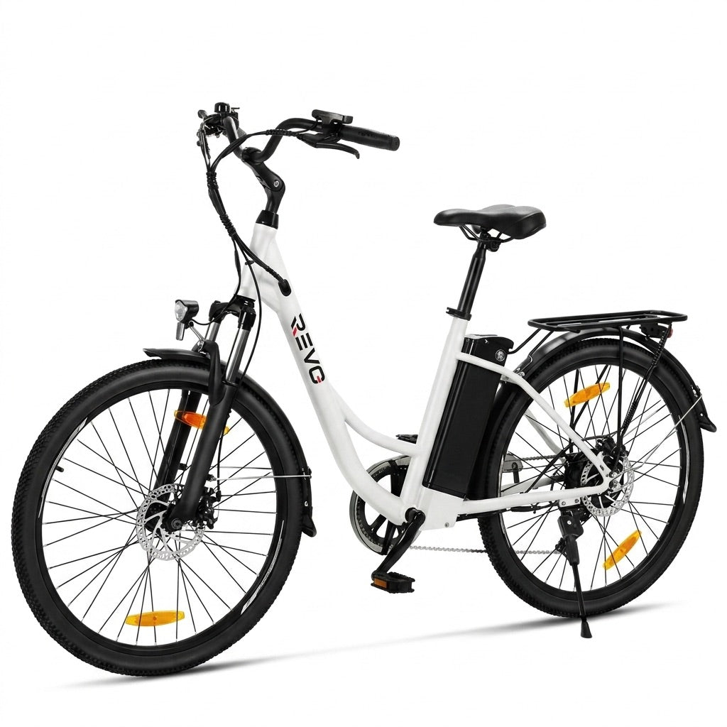 Vélo Électrique REVO CityFlow – 250 W – Autonomie 90 km – Batterie 561,6 Wh – Shimano 7 Vitesses – Roues 26